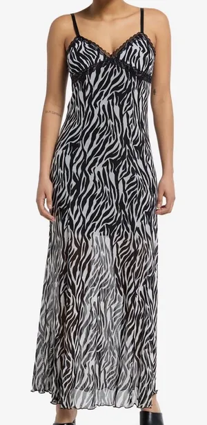Zebra Print Slip Maxi Dress thumbnail 1
