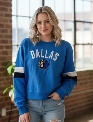 New Era Dallas Mavericks Women's Fleece Sweatshirt NBA Logo Blue Size XL thumbnail 1