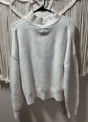 Jessica Simpson Cream Speckled Funnel Neck Sweater thumbnail 1