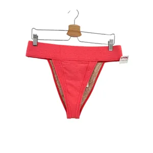 Free People free-est Dylan Lurex High-Waist‎ Bikini Bottom Coral Pink Size XL thumbnail 3