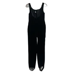 Vintage 90s DKNY Velvet Jumpsuit Pleated Waist Scoop Back Cinched Ballet Size 2 thumbnail 6