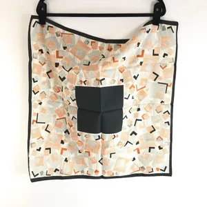 Womens Vintage Scarf Hair Accessory Geometric Squares Black Orange Square 22x23 thumbnail 3