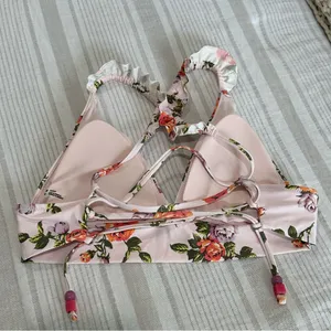 Aerie Light Pink Floral‎ Bikini Top. NWT. thumbnail 4