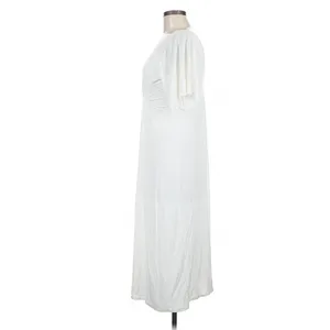 Ten Tomorrow Ivory Kori Pleated Maxi Dress Deep V Neck XS Coastal Minimalist thumbnail 8