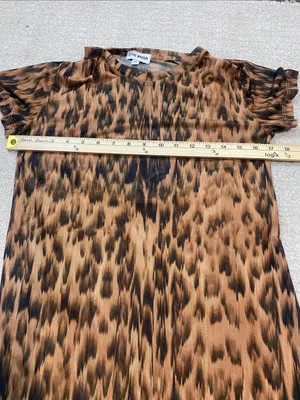Steve Madden Leopard Mesh Maxi Dress Slit EUC Size M thumbnail 10