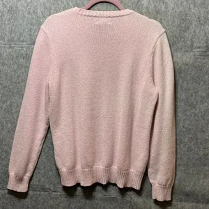 Vintage‎ Chaps Classics Sweater XL Pink Y2K Metallic Cable Knit Cozy Pullover thumbnail 5