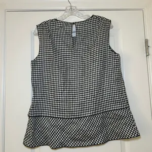 Akris Punto Womens Black White Gingham Peplum Sleeveless Top 12 Saks Exclusive thumbnail 5