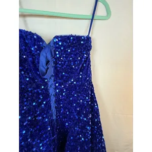 Unbranded Dress Womens Size 14 Royal Blue Sequin Corset Back Mini thumbnail 9