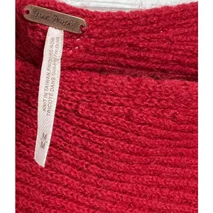 Free People Oversized Red Knit Sweater Slouchy Dolman Sleeves Size Medium thumbnail 3