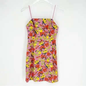 Urban Outfitters Colette Fruity Linen Blend Mini Dress M Pink thumbnail 2