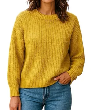 American Eagle Mustard Gold Chunky Knit Sweater Medium Oversized Fall thumbnail 1