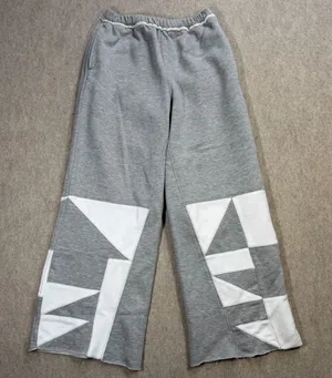 Free People Movement Hot Shot Geometric Patchwork Wide Leg Sweatpants‎ Gray XS thumbnail 1