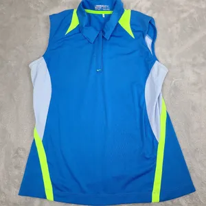Nike Golf Dri-Fit Women's Short Sleeve 1/4 Zip Polo Shirt‎ blue white Sz L 12/11 thumbnail 1