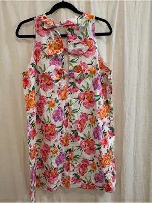 Sleeveless Floral A-Line Dress in Pink and Green thumbnail 4