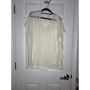 UNBRANDED Cream Crochet Open Knit Beach Cover-Up Size S Boho‎ Beachy thumbnail 2