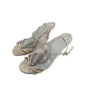 Women Grazia Rhinestone Heeled Sandals Ivory Size 9.5B thumbnail 2
