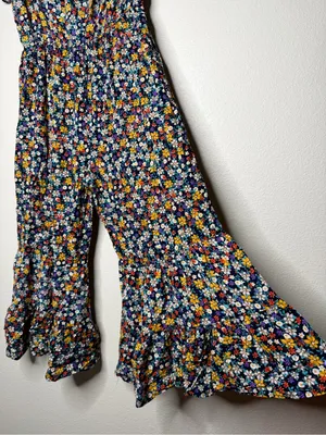 Umgee Women's Floral Boho Cropped Slip On Ruffle Jumpsuit 1X Strapless Vacay thumbnail 6