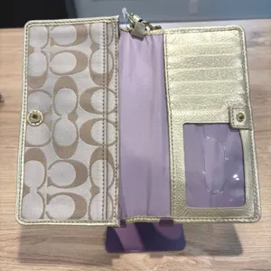 Coach Poppy Signature Graffiti Slim Envelope Wallet Khaki Gold‎ Wristlet 46438 thumbnail 3