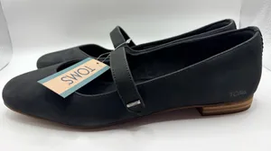 TOMS Bianca Mary Jane Flats Black Leather Comfort Ballet Coquette Women 7.5 thumbnail 1