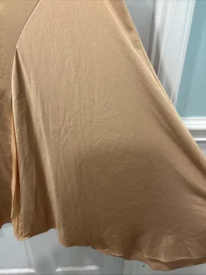 Vince Women’s Mixed Media Panel Asymmetrical Skirt Size 14 Gold Satin NWOT thumbnail 3