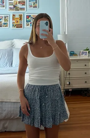 Blue Floral Mini Skirt thumbnail 1