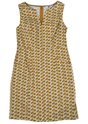 Boden Helena Chino Dress Womens 4P Mustard Yellow White Office Preppy Sleeveless thumbnail 1