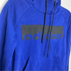 Adidas high low pullover‎ hoodie royal blue black size medium thumbnail 2