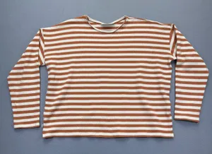 Passenger Striped Long Sleeve Knit Top Rust Orange‎ White Size M RHA-08-2024 thumbnail 1