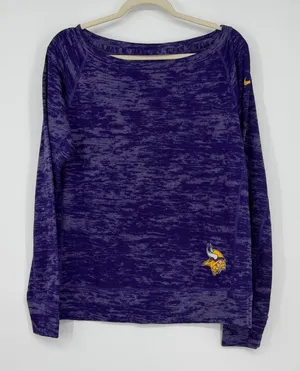 Nike NFL‎ Minnesota Vikings Women Medium Purple Space Dye Long Sleeve Top thumbnail 1