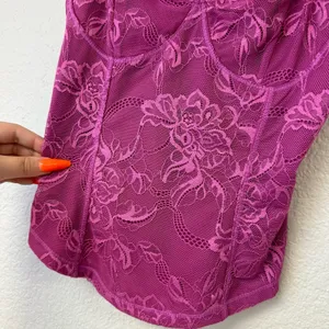 Free People High Standards Floral Lace Cami in Dahlia Mauve Size XS NWT thumbnail 4