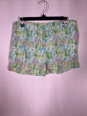 Crafted By Mahogany Womens Pajama Set Green Hawaiian Floral Xl Cotton thumbnail 5