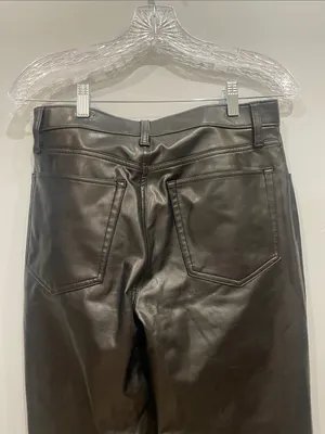 Women’s Black Faux Leather relaxed fit pants - Abercrombie & fitch thumbnail 3