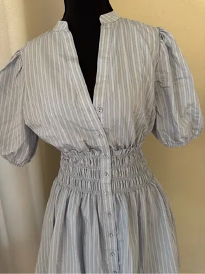 Sundays Cabo Dress Coastal Stripe Mini Dress Blue Stripe NWT thumbnail 4