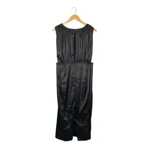 Lena Satin Midi Dress Womens Large Black‎ Open Back Sleeveless Cocktail Sleek thumbnail 9