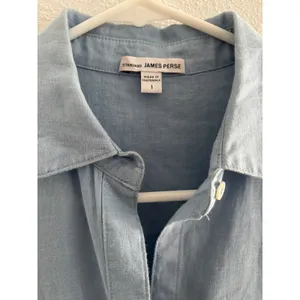 James Perse Standard Shirt Dress Womens 1 Blue Linen Minimalist‎ Capsule Classic thumbnail 3