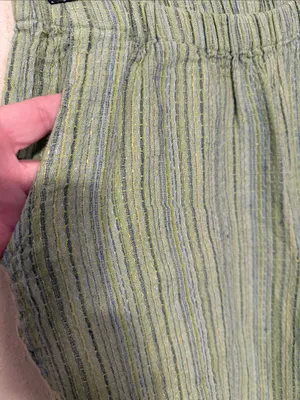 FLAX green linen striped pants Size Medium thumbnail 2