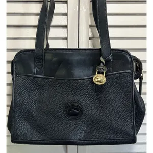 Dooney & Bourke Black Pebbled Satchel Top Double Handle Bag Zip Close Logo thumbnail 2