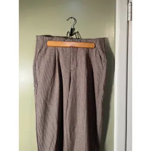 A New Day Womens Sz 6 Wide Leg Dress Pant Trousers Pleated Houndstooth Cream Tan thumbnail 2