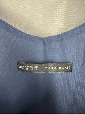 Zara Navy Blue Layered Chiffon Tank Top‎ M thumbnail 3