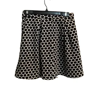Boden A-Line Full Skirt Womens Size 8R White Black‎ Polka Dot Polyester Knit thumbnail 2