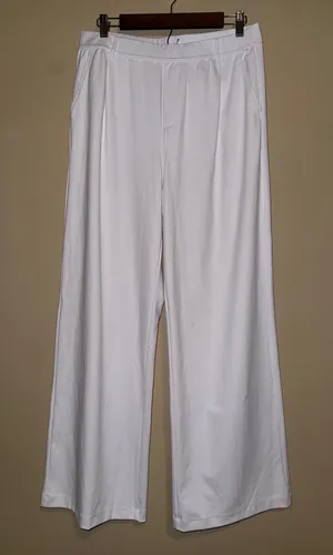 Halara Womens High Rise Wide Leg Trousers White Dress Pants L Office Chic Slacks thumbnail 1