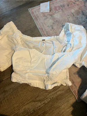 Free people White Puff-Sleeve Cropped Top thumbnail 3