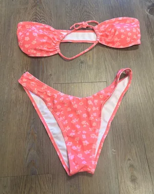 Pink Floral Shein Bathing Suit Set thumbnail 1