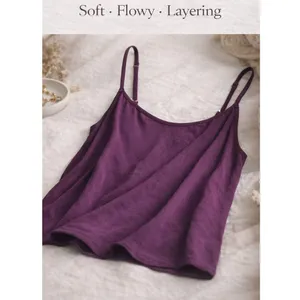LOFT Cami Small Purple Aubergine Flowy Plunge Neck Tank Womens Large thumbnail 2