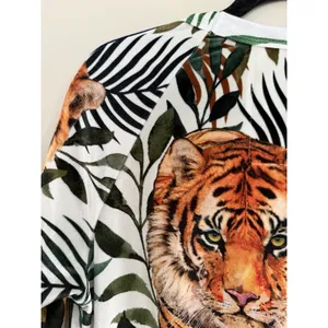 Aviator‎ Nation Velvet Tiger Pullover Crewneck White Unisex Size Small thumbnail 8