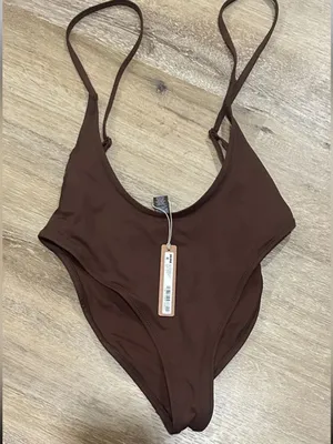 SKIMS Brown One-Piece Swimsuit with Thin Straps thumbnail 1