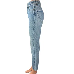 Zara Women's Blue Light Wash High Waisted Straight Tapered Ankle Denim Jeans 4 thumbnail 2
