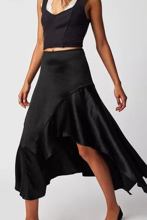 Free People Sunrise Asymmetrical Skirt in Black Sz.14 thumbnail 1