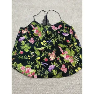 Victorias Secret Satin Camisole Top NWT Black Floral Lace Back Halter Size L thumbnail 10