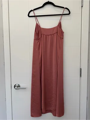 Wilfred Aritzia Satin Babydoll Midi Dress XS - Dark Pink thumbnail 2